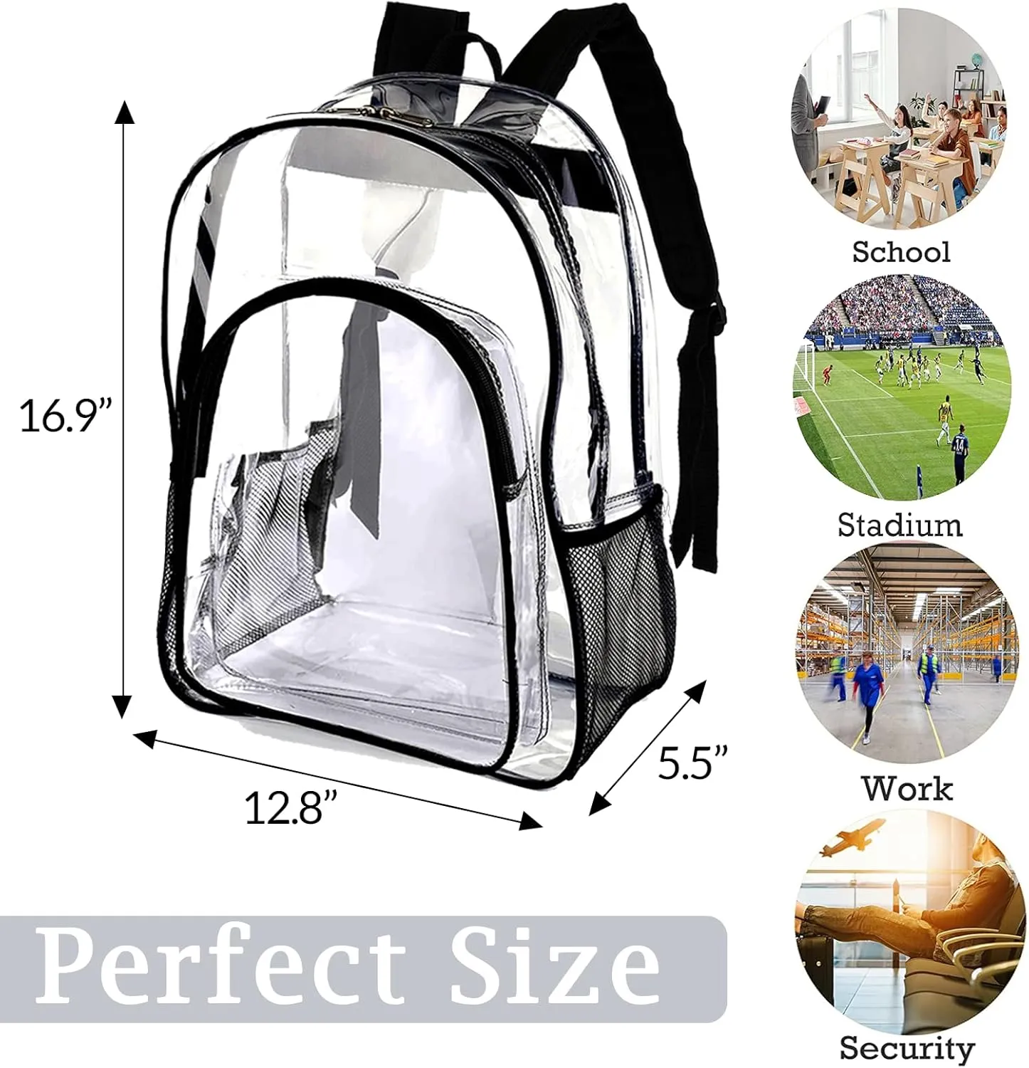 xrlsg Personalized Clear Backpack for Girls Boys Custom Name PVC Transparent Backpacks Perfect for School Office - Own Design