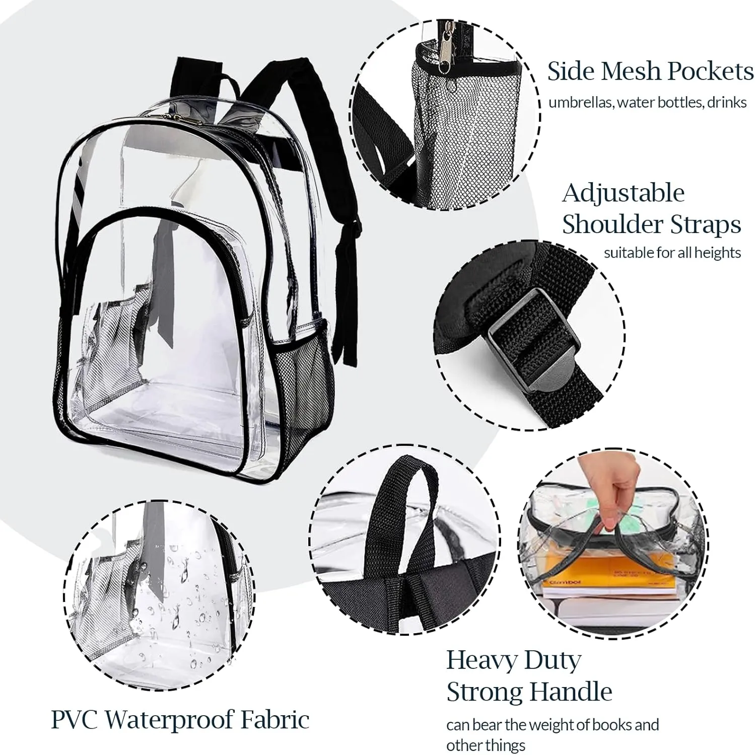xrlsg Personalized Clear Backpack for Girls Boys Custom Name PVC Transparent Backpacks Perfect for School Office - Own Design