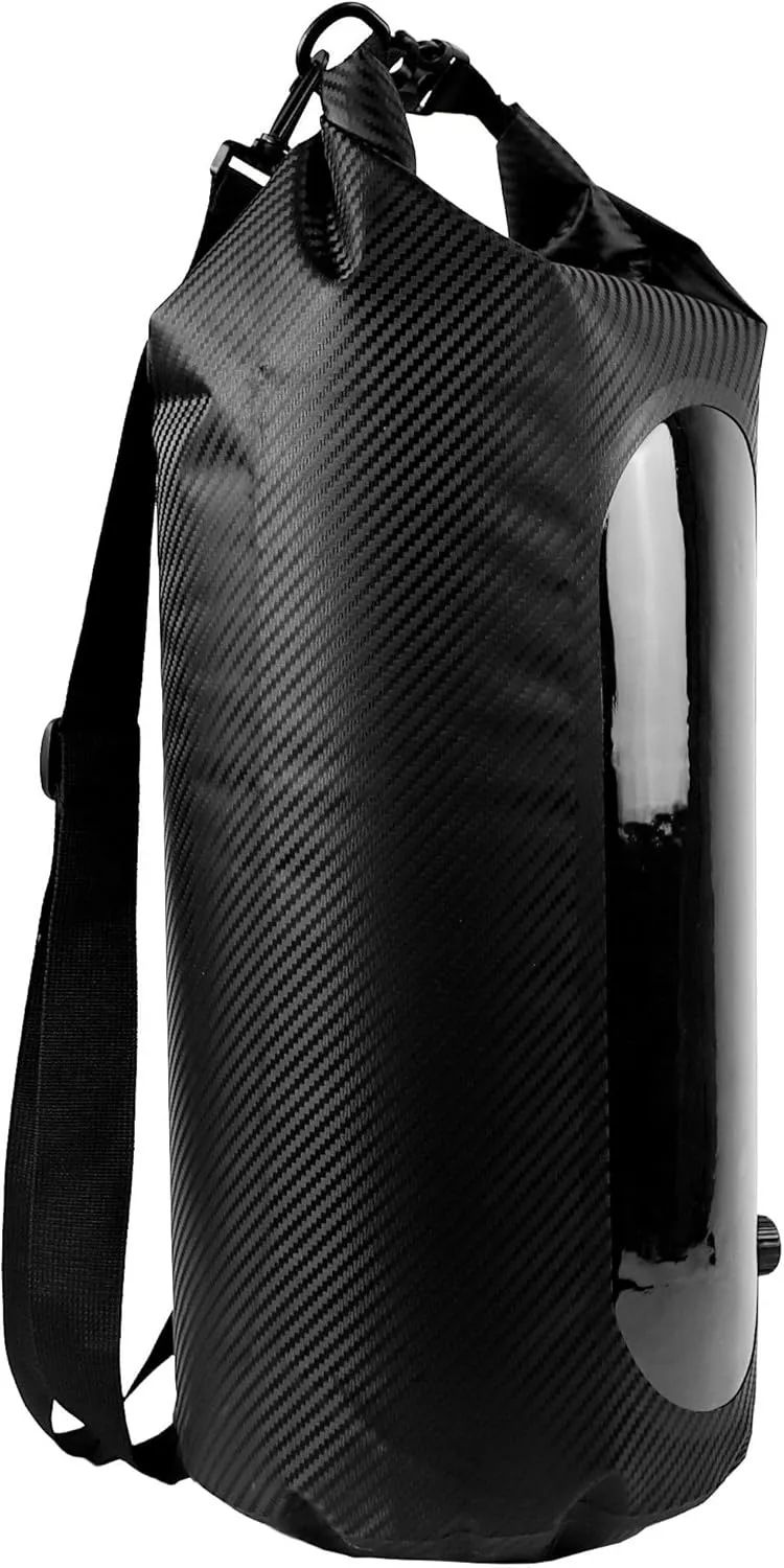 YakAttack 20L Roll-Top Drybag with Air Valve - Black Carbon | Waterproof Marine Dry Bag for Kayaking, Boating, Backpacking & Paddleboarding | Heavy Duty Roll Top Compression Drybag for Gear Storage