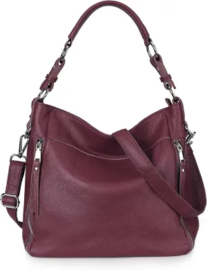 YALUXE Genuine Leather Shoulder Bags Stylish Hobo Handbags Purses Crossbody Bags for Women