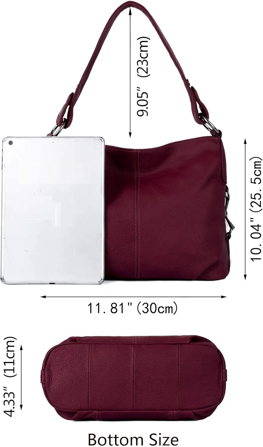 YALUXE Genuine Leather Shoulder Bags Stylish Hobo Handbags Purses Crossbody Bags for Women