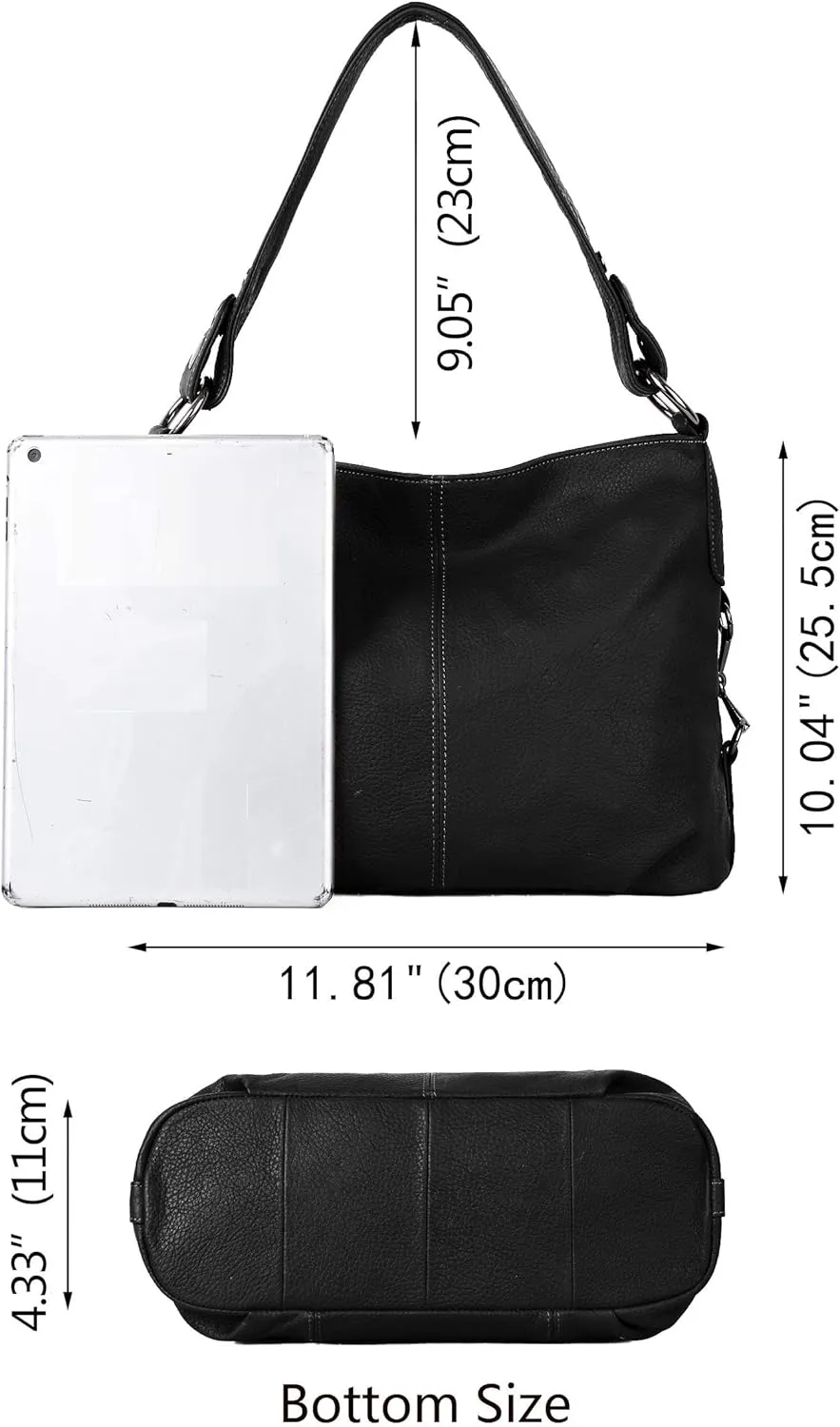 YALUXE Genuine Leather Shoulder Bags Stylish Hobo Handbags Purses Crossbody Bags for Women