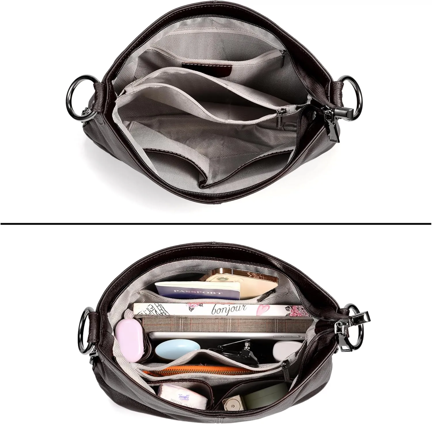 YALUXE Genuine Leather Shoulder Bags Stylish Hobo Handbags Purses Crossbody Bags for Women