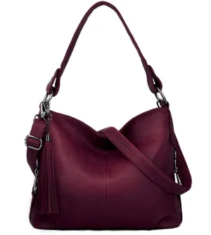 YALUXE Genuine Leather Shoulder Bags Stylish Hobo Handbags Purses Crossbody Bags for Women