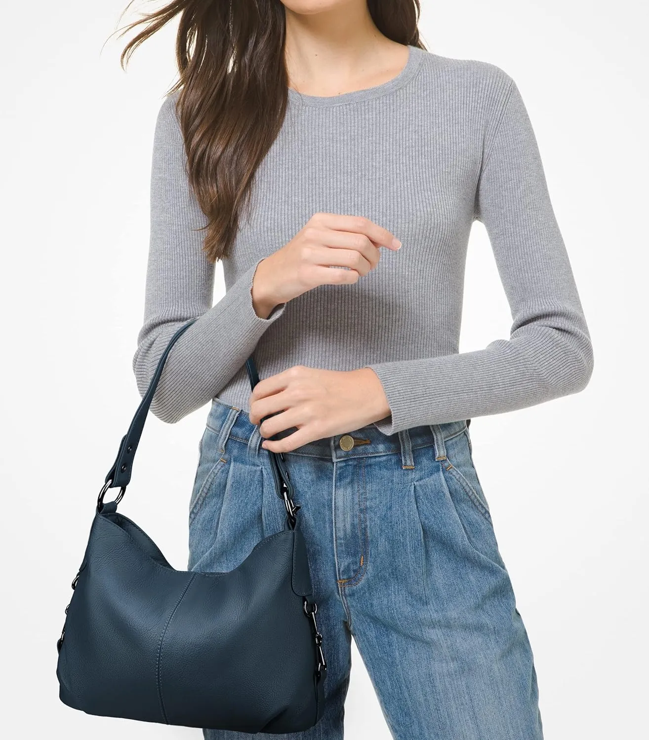 YALUXE Genuine Leather Shoulder Bags Stylish Hobo Handbags Purses Crossbody Bags for Women