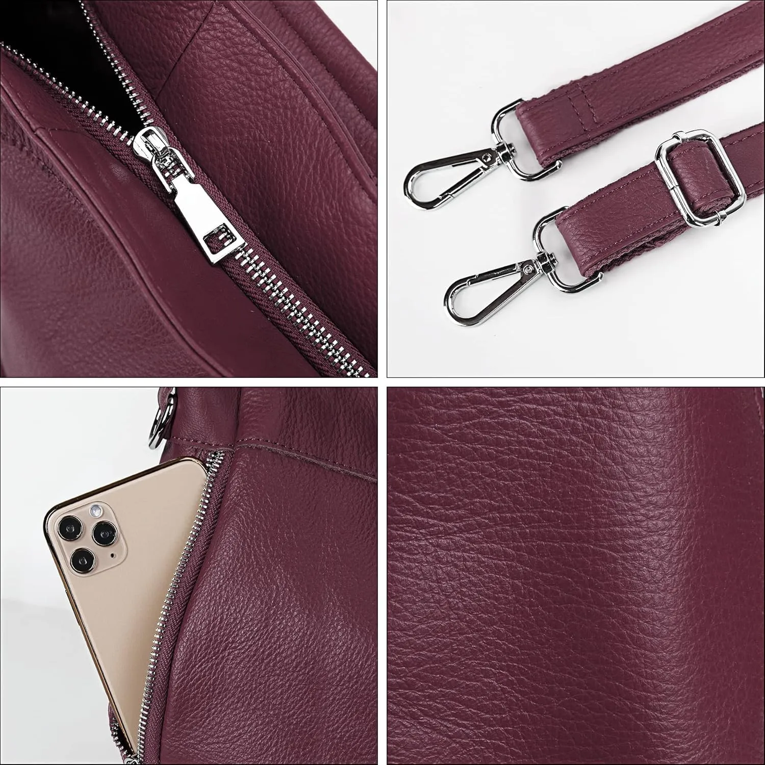 YALUXE Genuine Leather Shoulder Bags Stylish Hobo Handbags Purses Crossbody Bags for Women