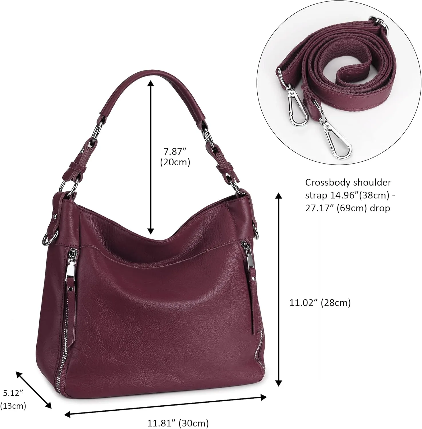 YALUXE Genuine Leather Shoulder Bags Stylish Hobo Handbags Purses Crossbody Bags for Women