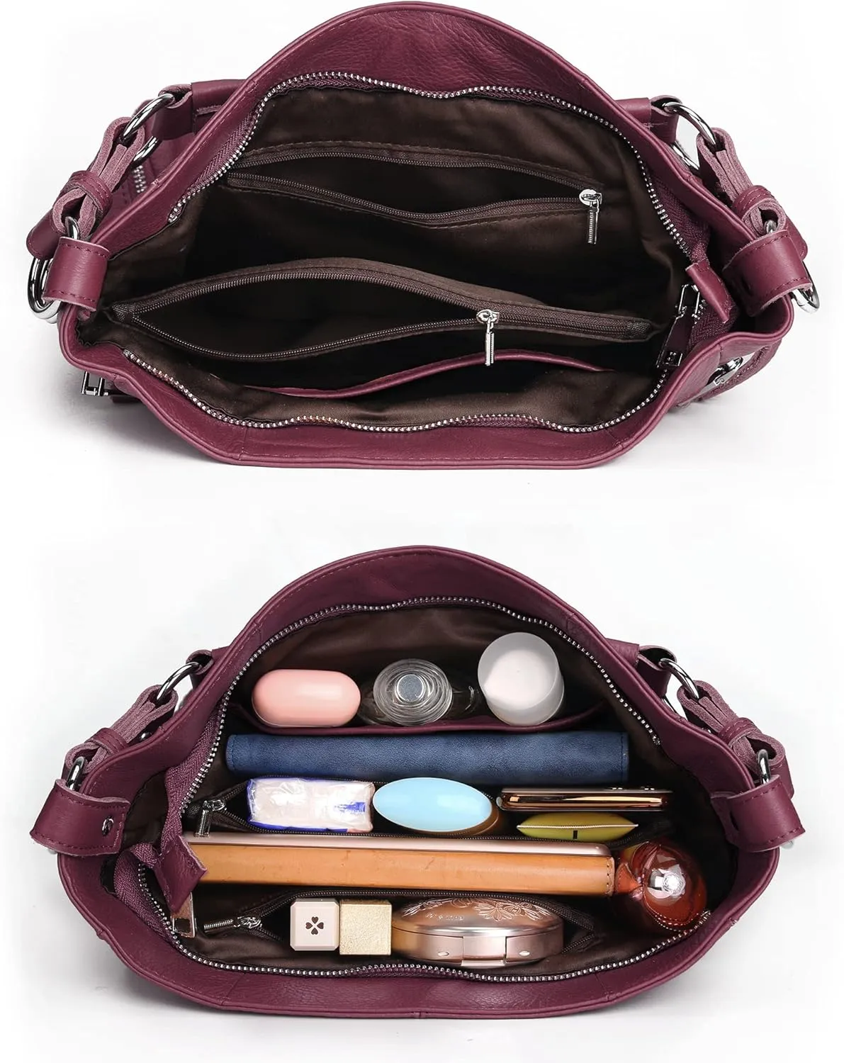YALUXE Genuine Leather Shoulder Bags Stylish Hobo Handbags Purses Crossbody Bags for Women