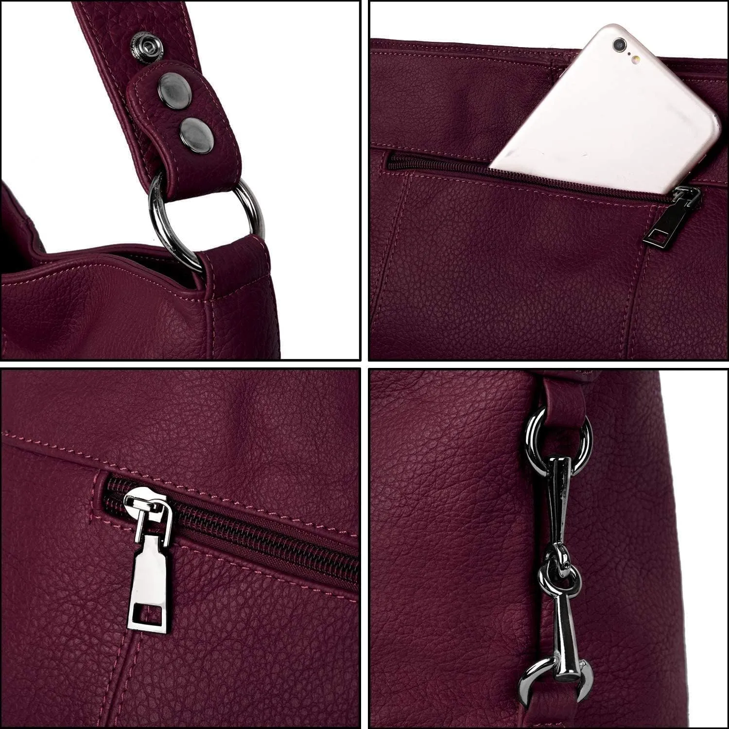 YALUXE Genuine Leather Shoulder Bags Stylish Hobo Handbags Purses Crossbody Bags for Women