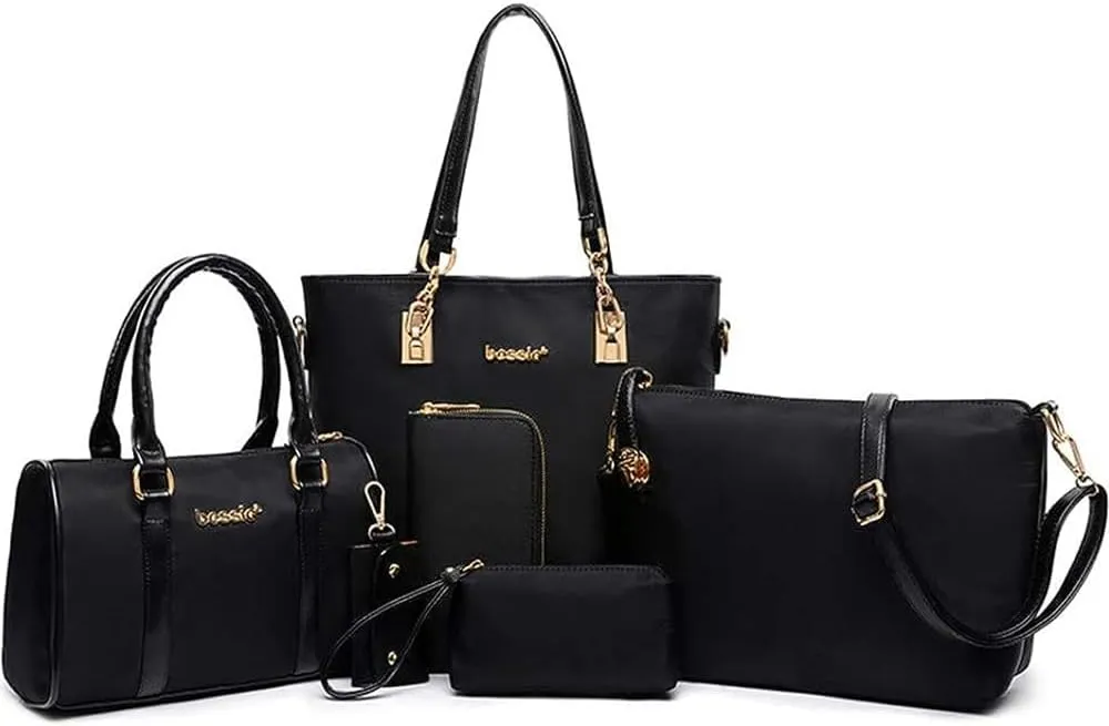 YAQUNICER 6pcs Tote Purses and Handbags Set for Women Top Handle Satchel Shoulder Crossbody Bag Clutch Wallet