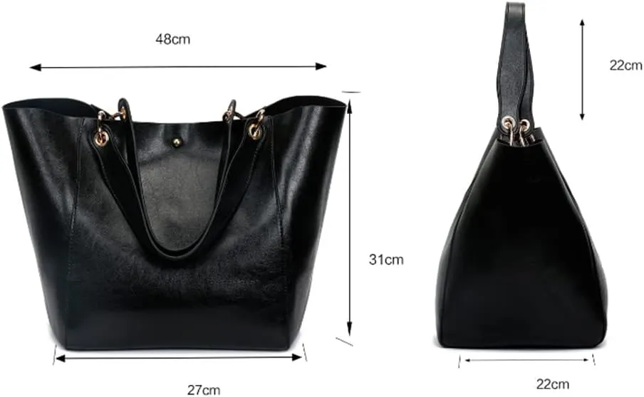 YAQUNICER Women Classic Soft Leather Shoulder Bag 4Pcs Fashion Crossbody Bags Purse