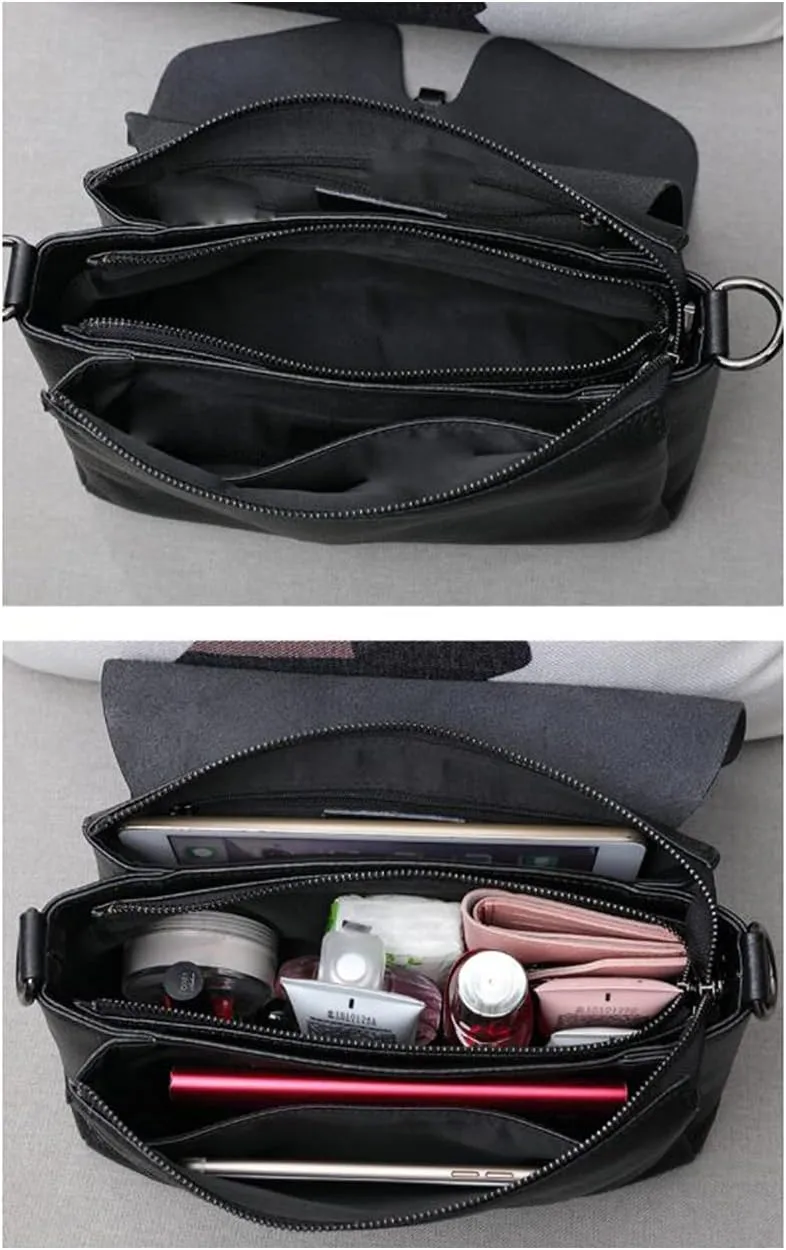 YAQUNICER Women Synthetic PU Cowhide Bag Shoulder Diagonal Fashionable Versatile Large-capacity Soft Leather Purse Handbags
