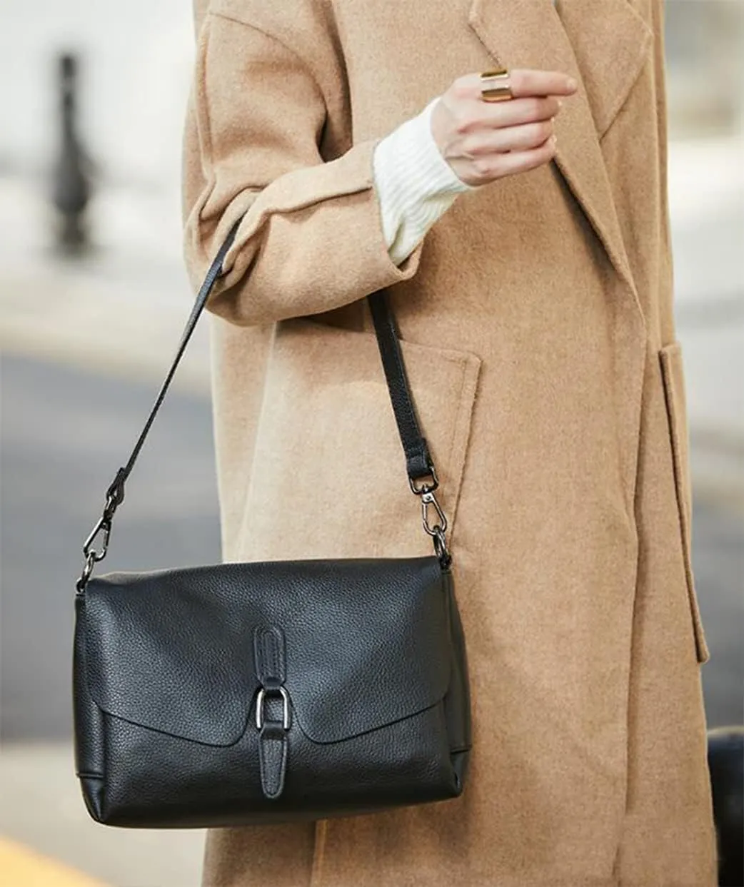 YAQUNICER Women Synthetic PU Cowhide Bag Shoulder Diagonal Fashionable Versatile Large-capacity Soft Leather Purse Handbags