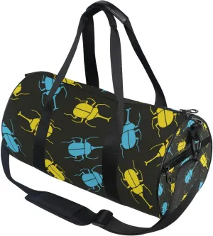 Yellow and Blue Beetles Duffle Bag Gym Fitness Bag Sports Travel Workout Gymnastics Dance Bag