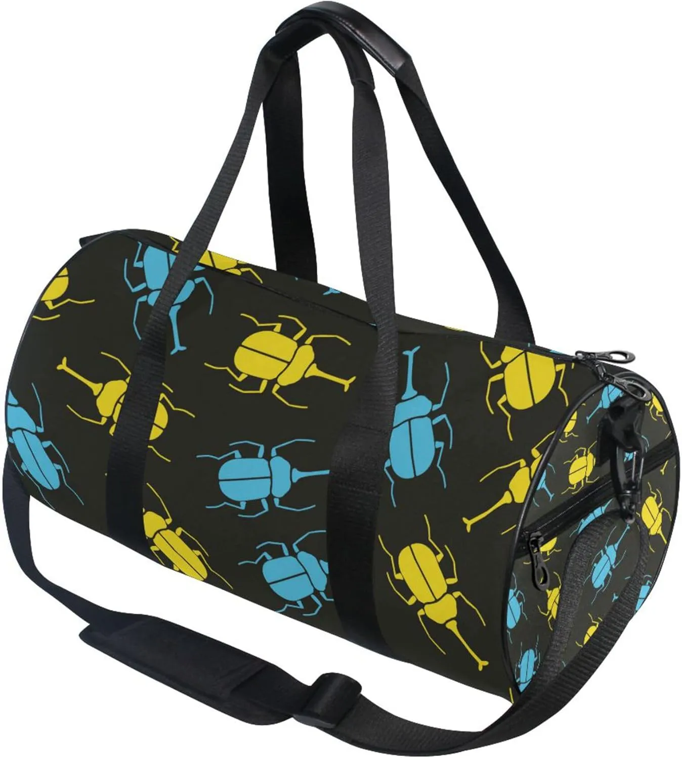 Yellow and Blue Beetles Duffle Bag Gym Fitness Bag Sports Travel Workout Gymnastics Dance Bag