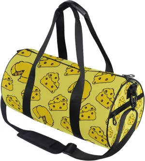 Yellow Cheese Funny Gym Duffle Bag for Women Men Sports Fitness Bag Workout Travel Gymnastics Dance Ballet