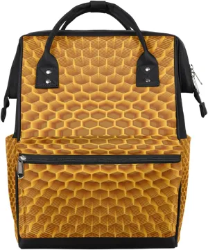 Yellow Honeycomb Polygon Diaper Bag Tote Large Capacity Waterproof with Adjustable Shoulder Strap and Pram Straps Mommy Bag for Hospital Beach Weekender Travel