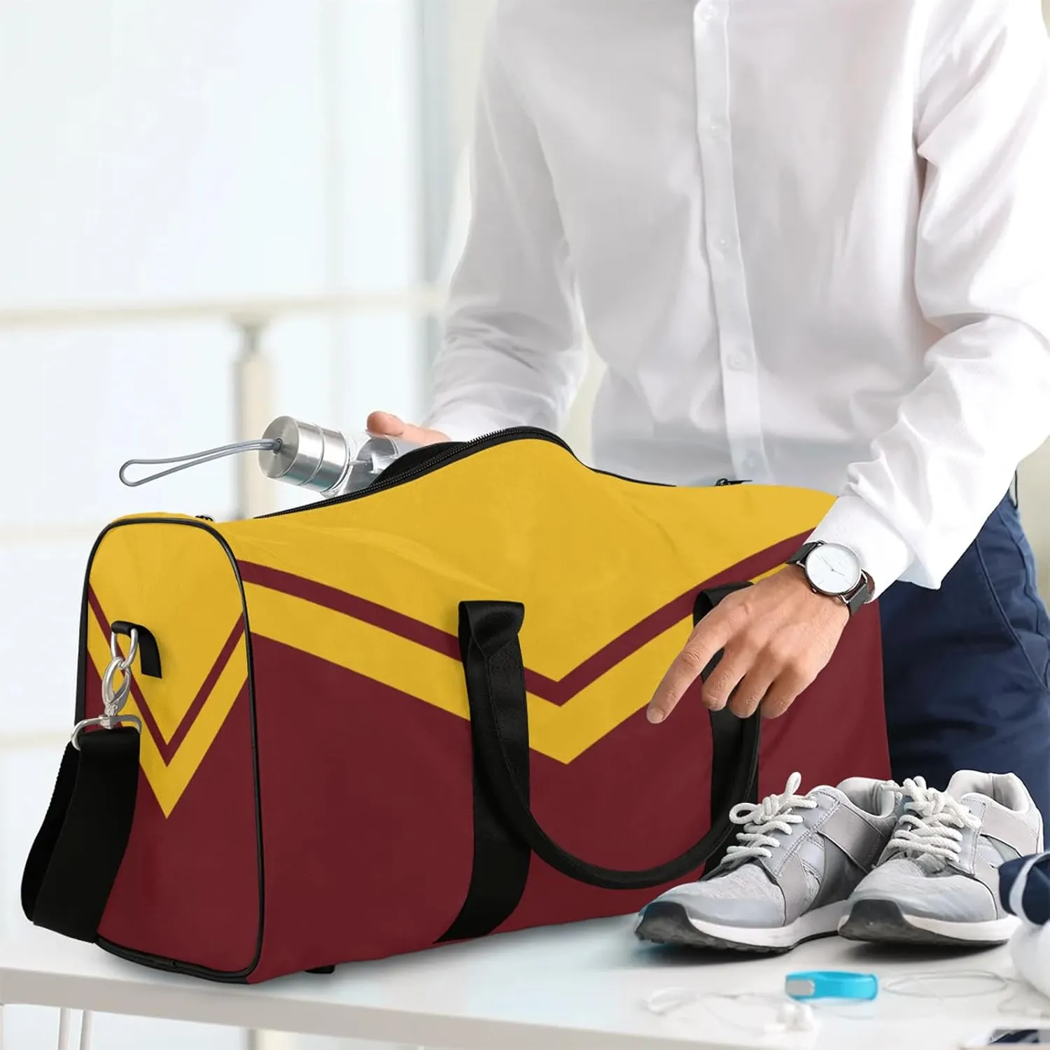 Yellow Red Cheer Travel Duffle Bag for Women Men, Carry On Overnight Bag, Weekend Travel Duffel Tote Bags for Trips Sport Hospital