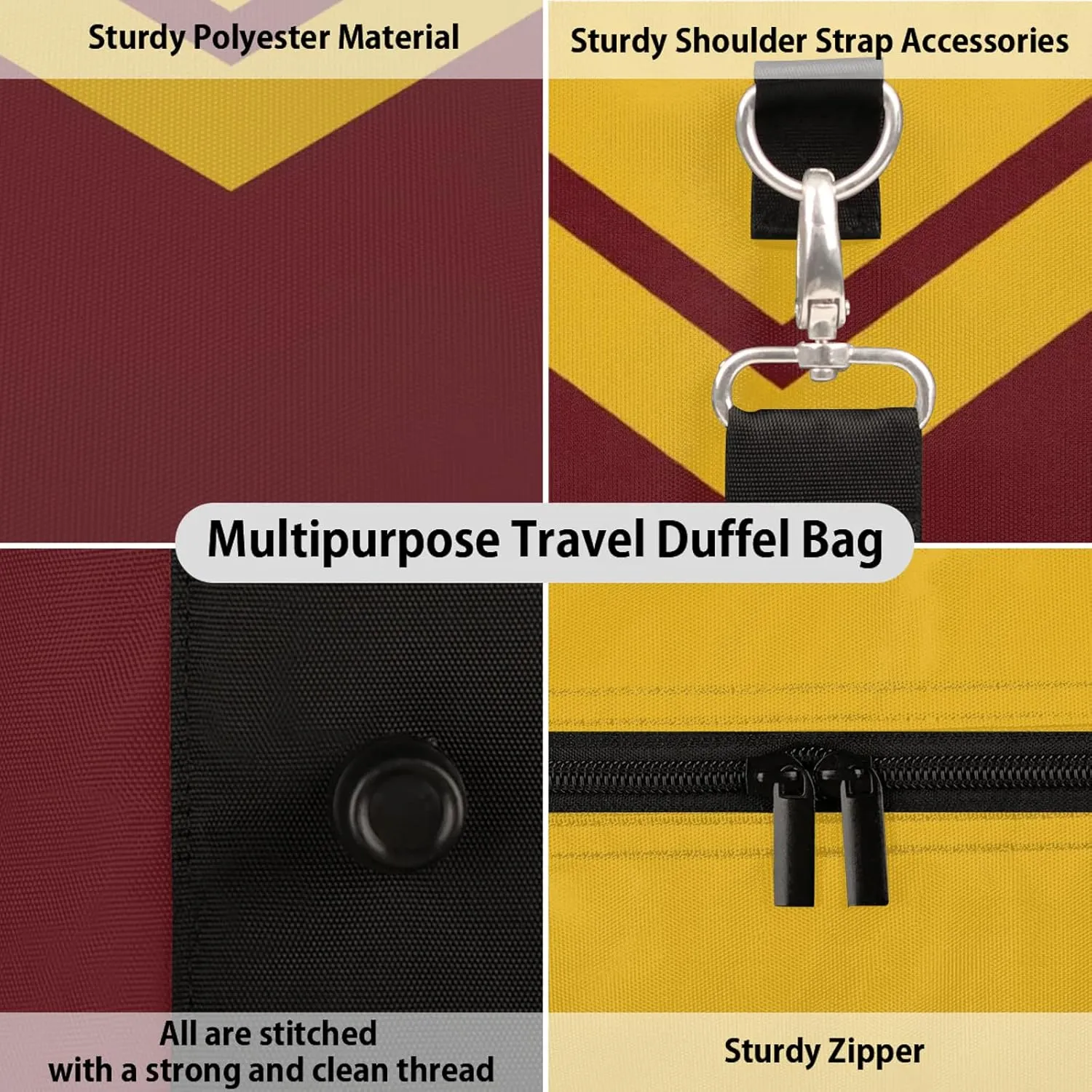 Yellow Red Cheer Travel Duffle Bag for Women Men, Carry On Overnight Bag, Weekend Travel Duffel Tote Bags for Trips Sport Hospital
