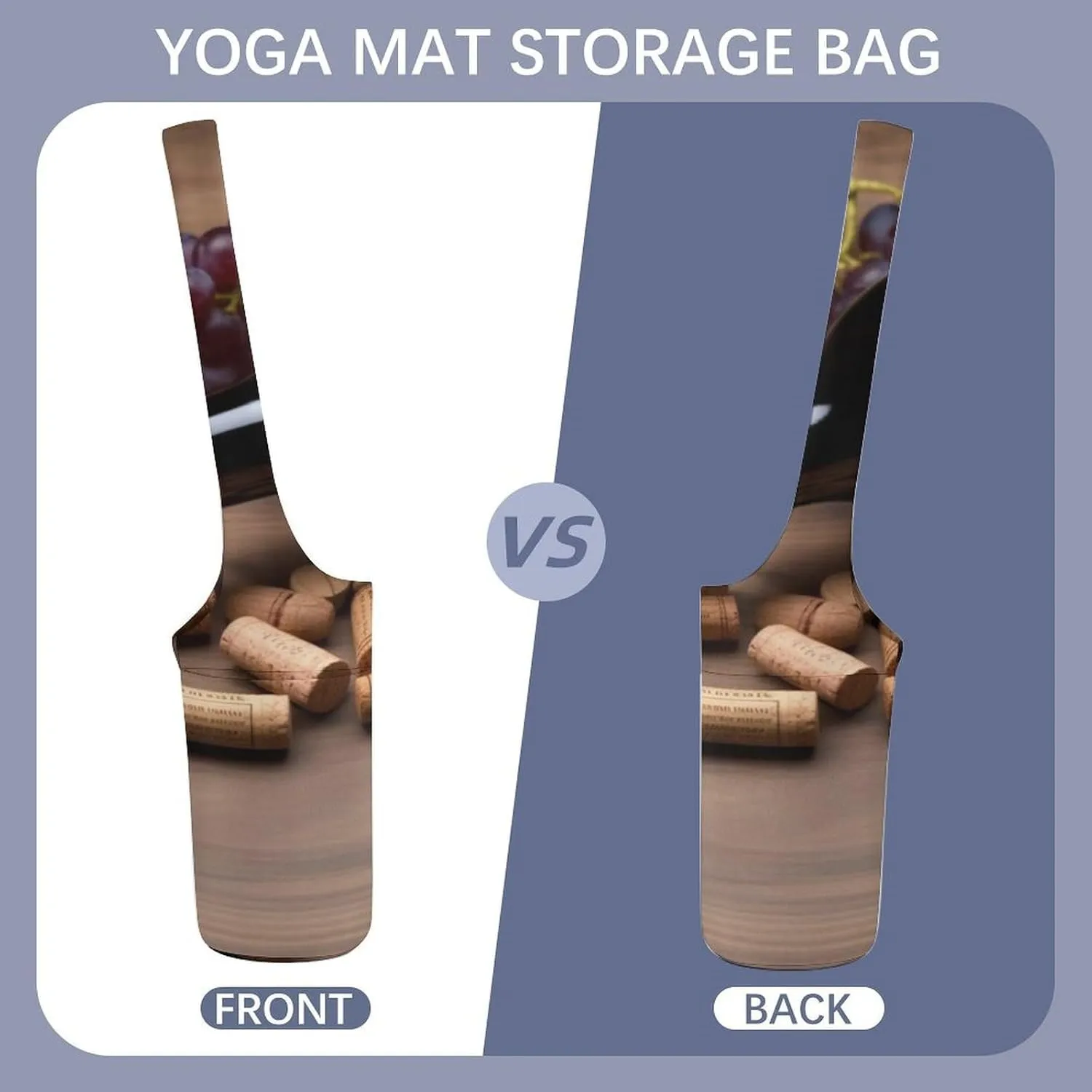 Yoga Mat Bag for Women Yoga Mat Carrier Bag with Large Side Pocket Wine Bottle Corks Grapes Yoga Bag Yoga Gym Bag