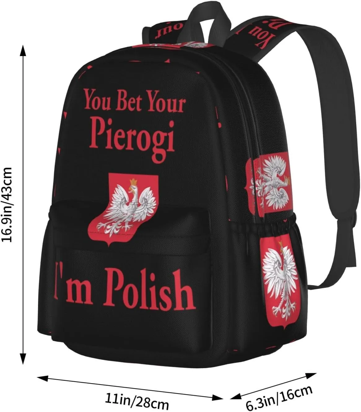You Bet Your Pierogi I'm Polish Laptop Backpack Work Travel Backpacks Business Rucksack Casual Outdoor Daypack with Adjustable Strap Bags for Sports Office Gym Hiking