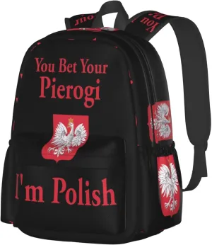 You Bet Your Pierogi I'm Polish Laptop Backpack Work Travel Backpacks Business Rucksack Casual Outdoor Daypack with Adjustable Strap Bags for Sports Office Gym Hiking