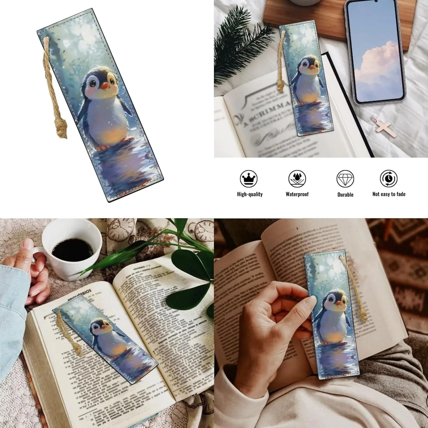 Ystardream 3D Penguin Backpack for School Girls Bookbag with Lunch Box Set of 4 Middle School Backpacks Matching BookMark for Girls - Funny Bookbag and Pencil Case 7Th Grade Teens Student