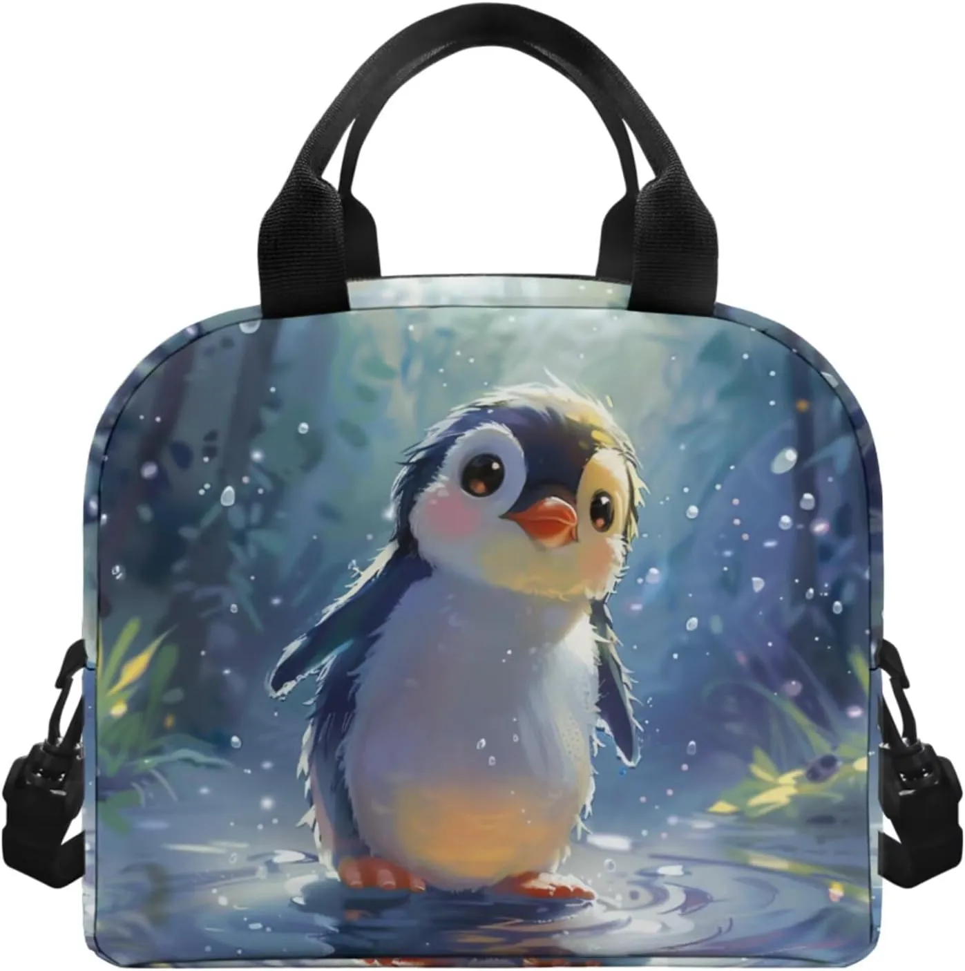 Ystardream 3D Penguin Backpack for School Girls Bookbag with Lunch Box Set of 4 Middle School Backpacks Matching BookMark for Girls - Funny Bookbag and Pencil Case 7Th Grade Teens Student