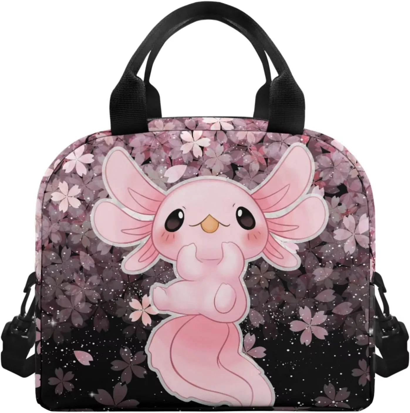 Ystardream Axolotl Backpacks for Girls 10-12 for School with Lunch Box Pencil Case Bookmark 4 Pcs Book Bag Elemenatry Preschool Back Packs Schoolbag for Kids Boys Travel Daypack Cherry Blossom