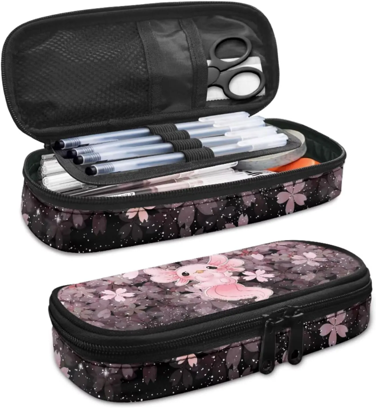 Ystardream Axolotl Backpacks for Girls 10-12 for School with Lunch Box Pencil Case Bookmark 4 Pcs Book Bag Elemenatry Preschool Back Packs Schoolbag for Kids Boys Travel Daypack Cherry Blossom