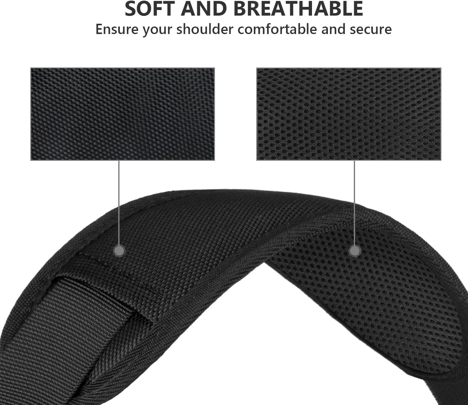 Ytonet Shoulder Strap, 52" Universal Adjustable Padded Laptop Shoulder Strap Replacement Comfortable Belt with Metal Hooks for Laptop Messenger Crossbody Bag Luggage Duffel Camera, Black