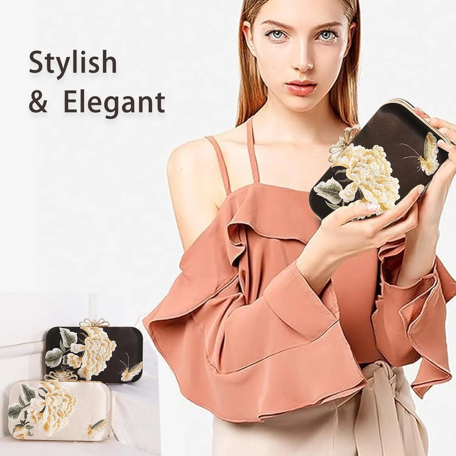 YYW Clutch Purse Women Evening Handbag Top Handle Purse Crossbody Shoulder Bag for Wedding Party Prom