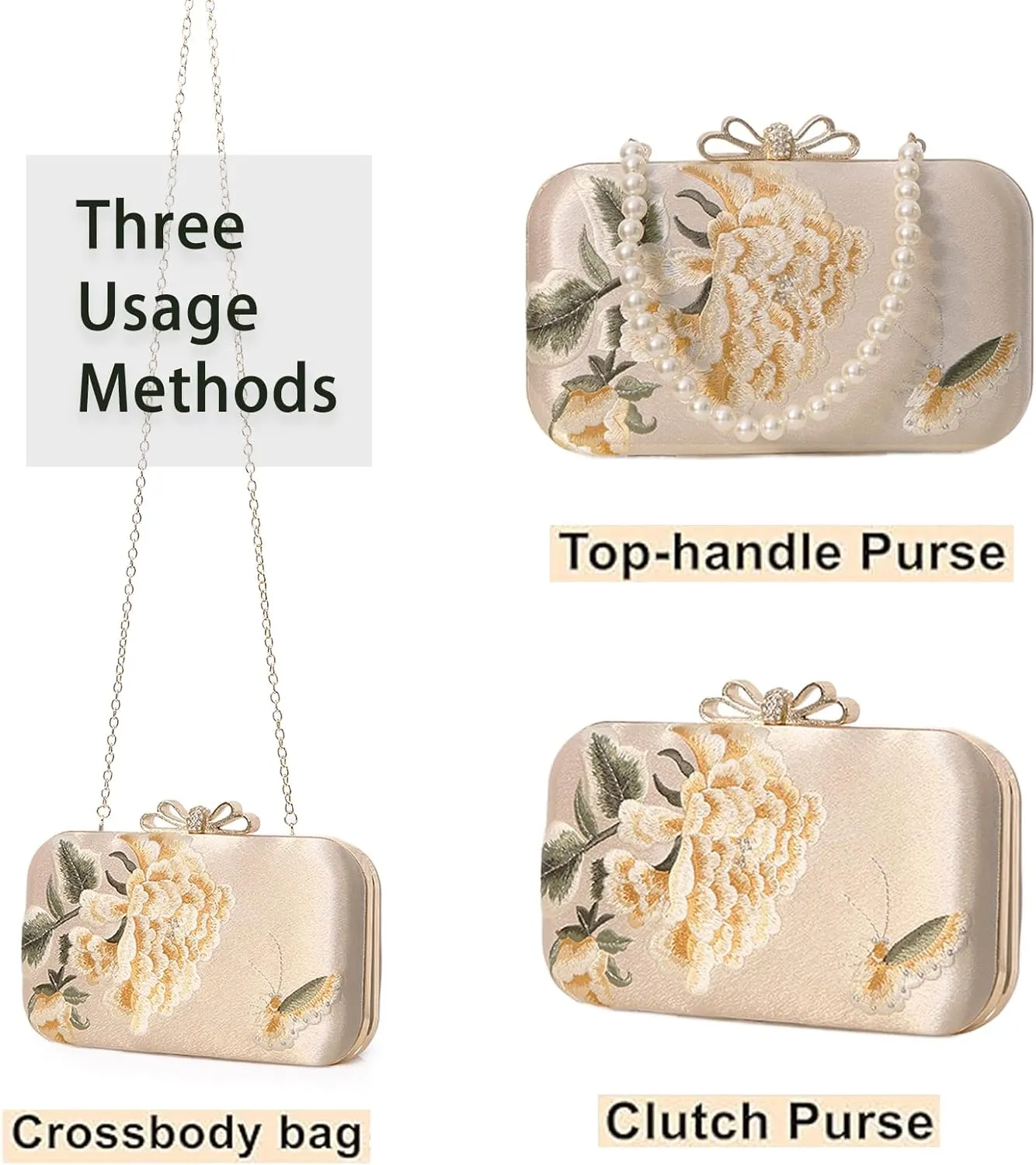 YYW Clutch Purse Women Evening Handbag Top Handle Purse Crossbody Shoulder Bag for Wedding Party Prom