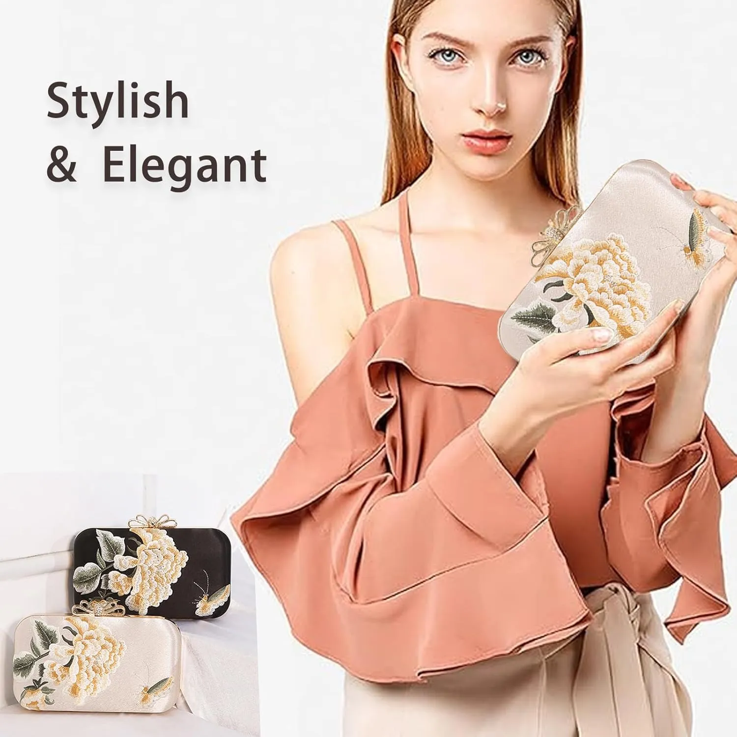 YYW Clutch Purse Women Evening Handbag Top Handle Purse Crossbody Shoulder Bag for Wedding Party Prom