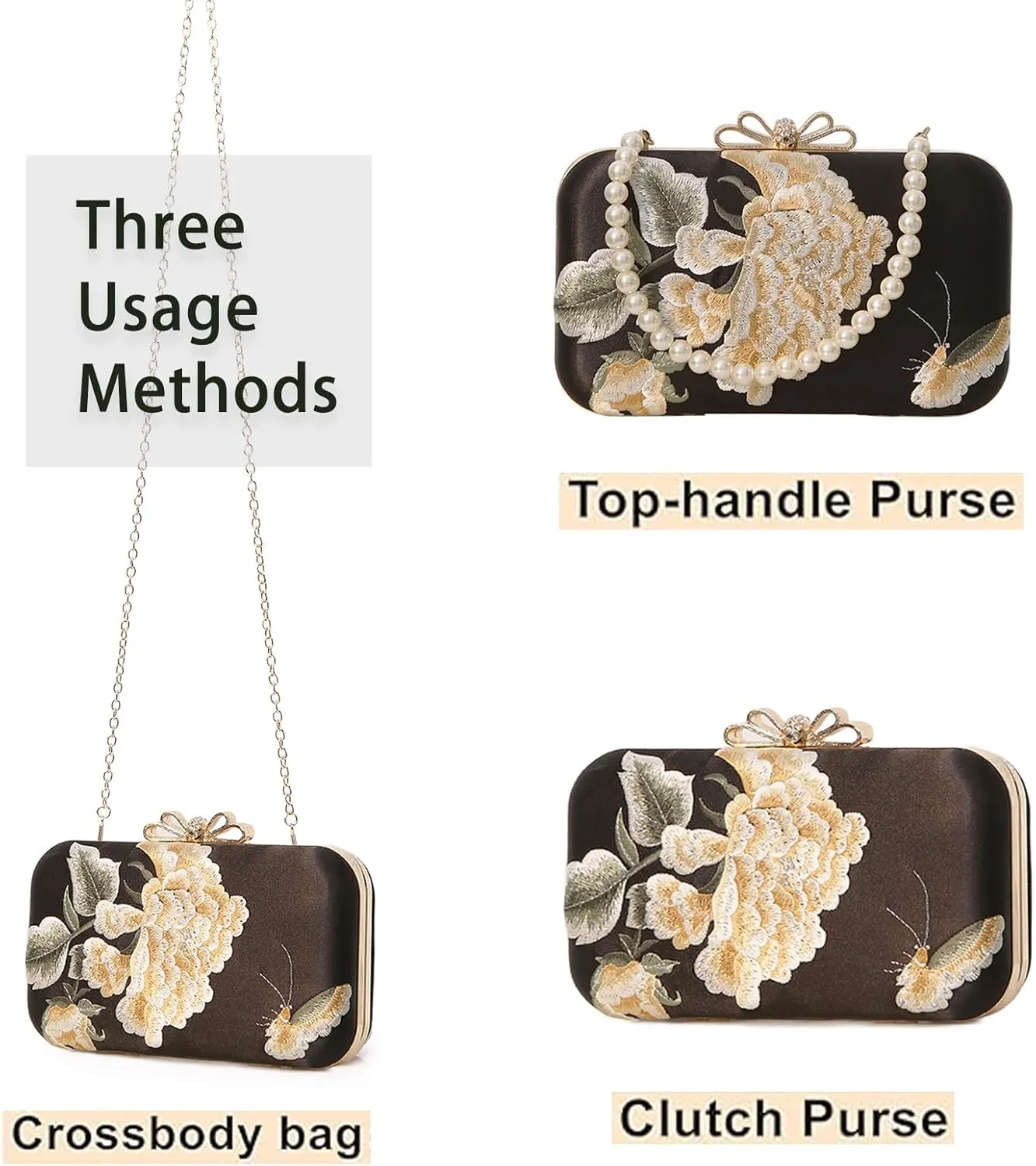 YYW Clutch Purse Women Evening Handbag Top Handle Purse Crossbody Shoulder Bag for Wedding Party Prom