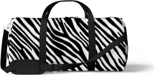 Zebra Skin Texture Sports Duffel Bag Travel Gym Tote Bags Lightweight Durable Shoulder Strap Waterproof Polyester Outside Mesh Pocket Overnight Trip Duffel Bag for Women Men