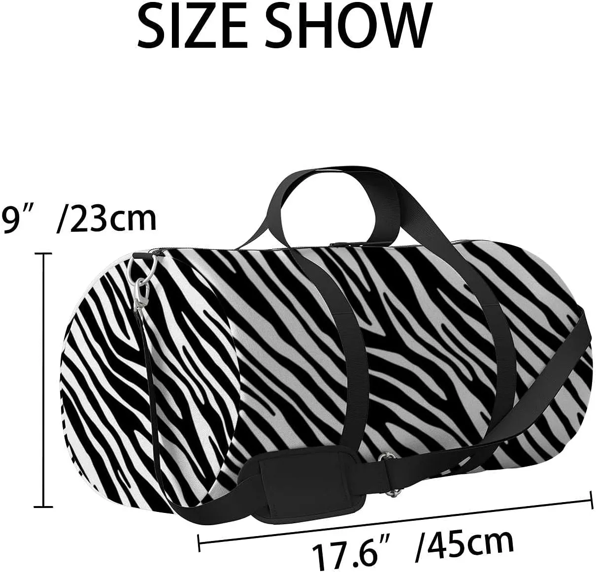Zebra Skin Texture Sports Duffel Bag Travel Gym Tote Bags Lightweight Durable Shoulder Strap Waterproof Polyester Outside Mesh Pocket Overnight Trip Duffel Bag for Women Men