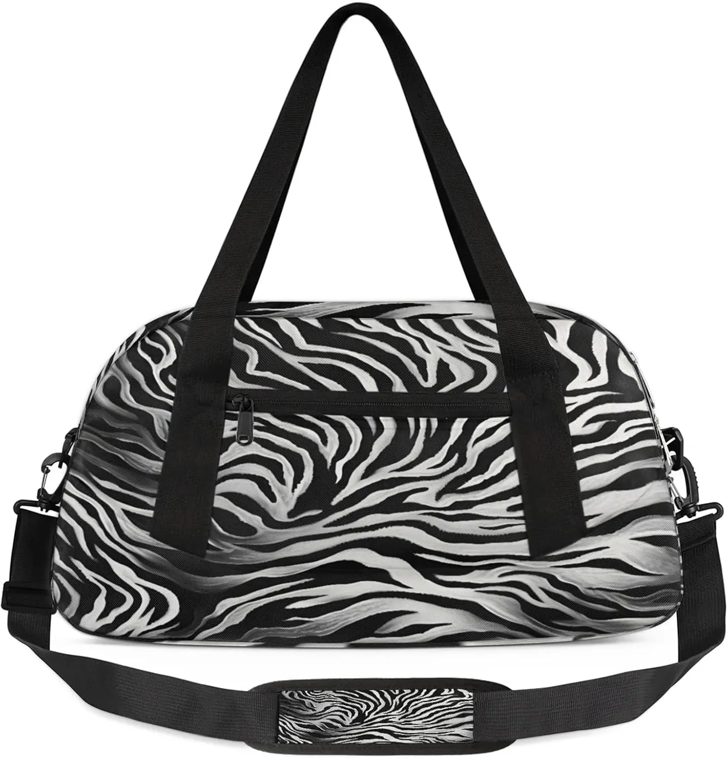 Zebra Stripe Kids Duffel Bag Lightweight Waterproof Sports Gym Bag with Front Zipper Pocket Foldable Weekender Overnight Bag for School Practice Gymnastic Ballet