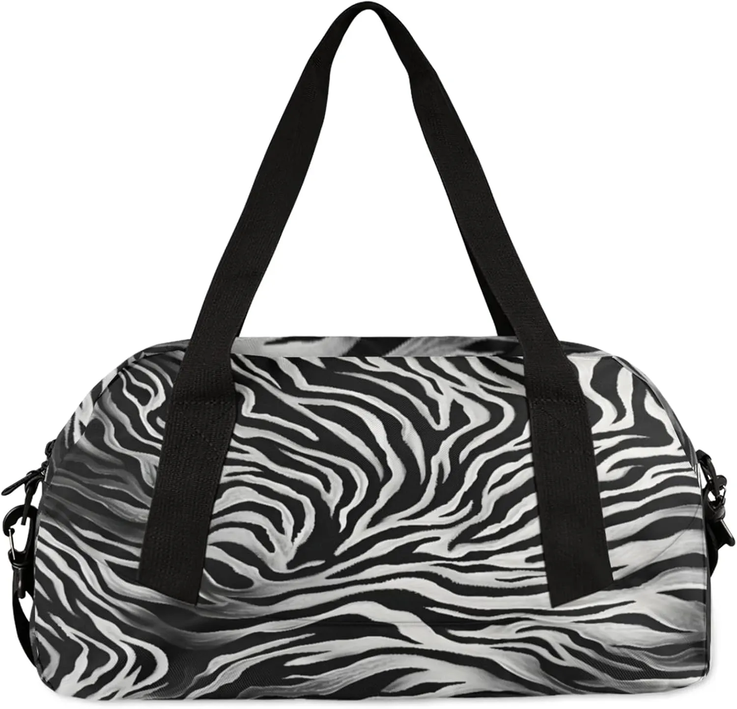 Zebra Stripe Kids Duffel Bag Lightweight Waterproof Sports Gym Bag with Front Zipper Pocket Foldable Weekender Overnight Bag for School Practice Gymnastic Ballet