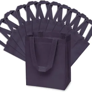 ZENPAC Indigo Fabric Small Reusable Tote Bag with Handles for Business, Retail, Birthdays, Party Favor, Holidays, Weddings Gift, Bulk, 8x4x10 12 Pack