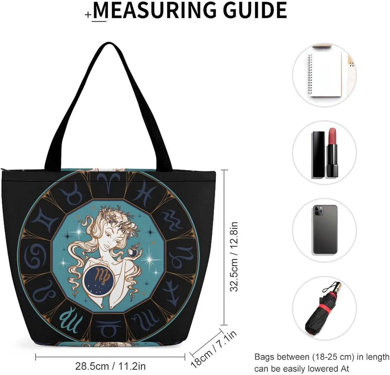 Zodiac Sign Taurus Hobo Handbags With Zipper Women's Tote Handbags