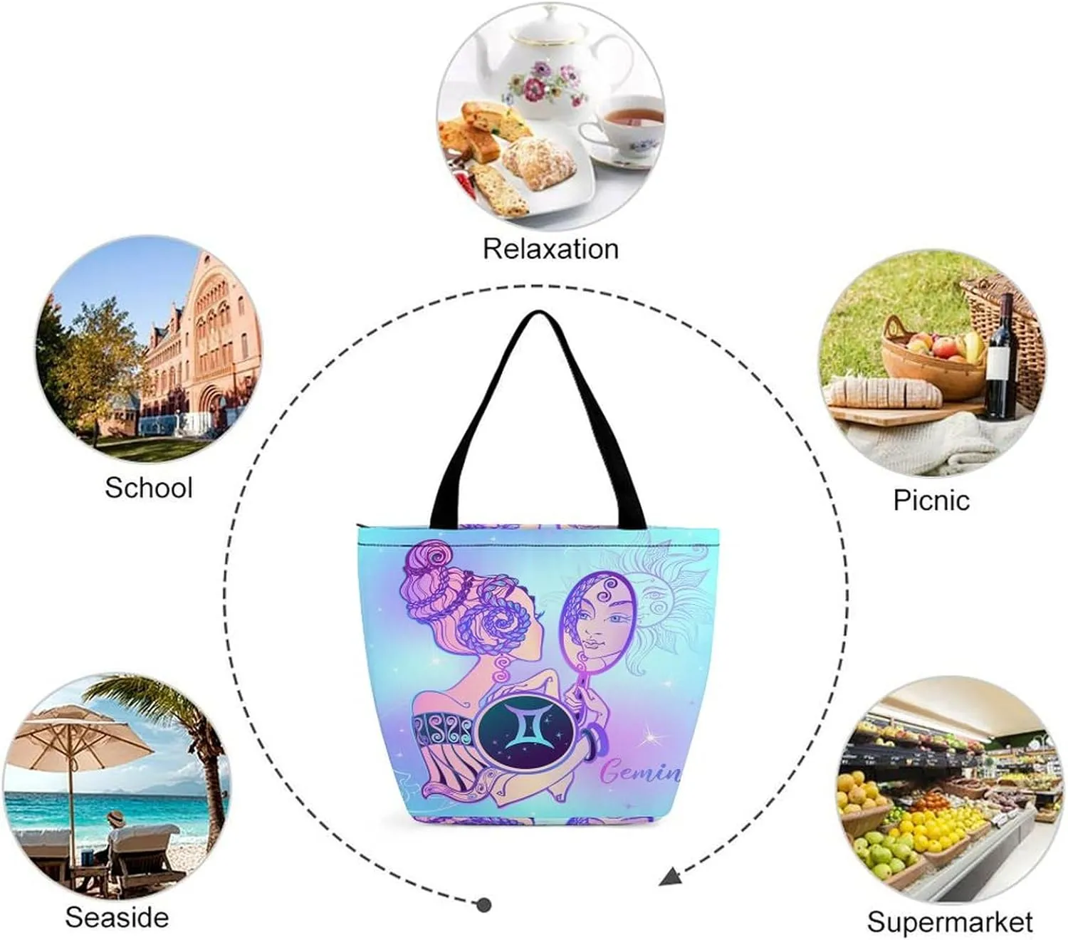 Zodiac Sign Virgo Hobo Handbags With Zipper Women's Tote Handbags