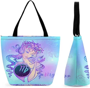 Zodiac Sign Virgo Hobo Handbags With Zipper Women's Tote Handbags