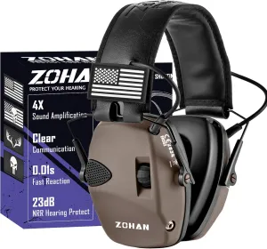 ZOHAN Electronic Shooting Earmuffs, Hearing Protection Shooters, NRR 23dB Noise Reduction Gun Range Ear Protection Headphones