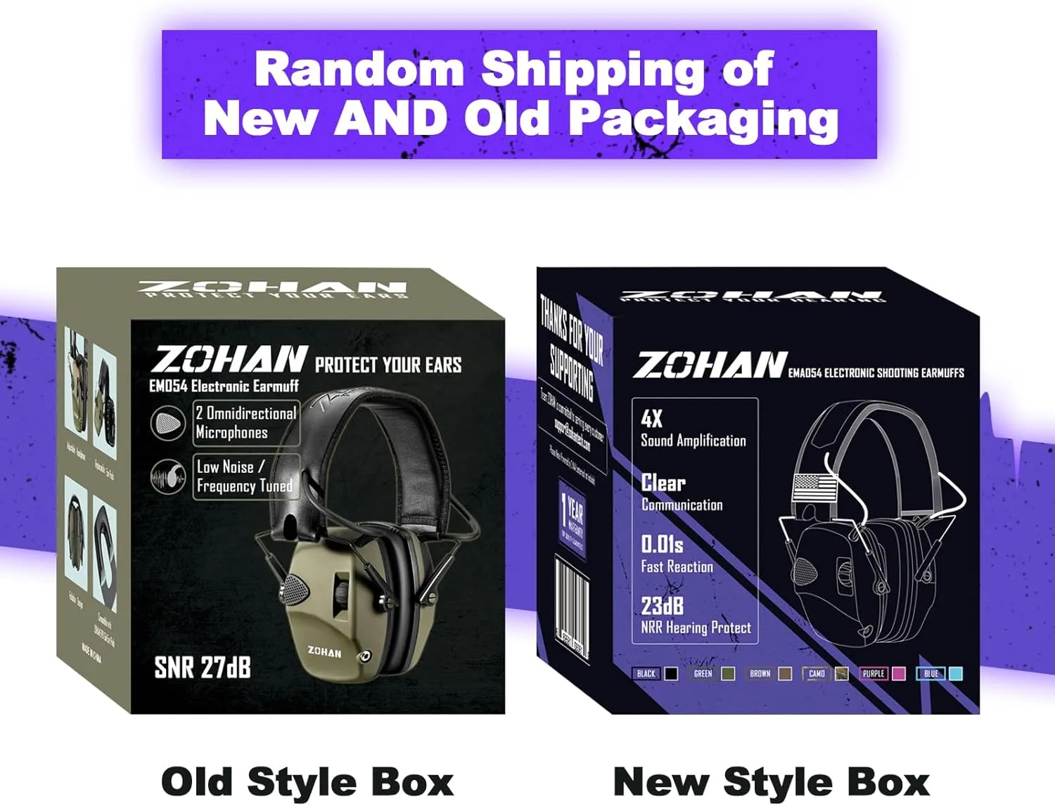 ZOHAN Electronic Shooting Earmuffs, Hearing Protection Shooters, NRR 23dB Noise Reduction Gun Range Ear Protection Headphones