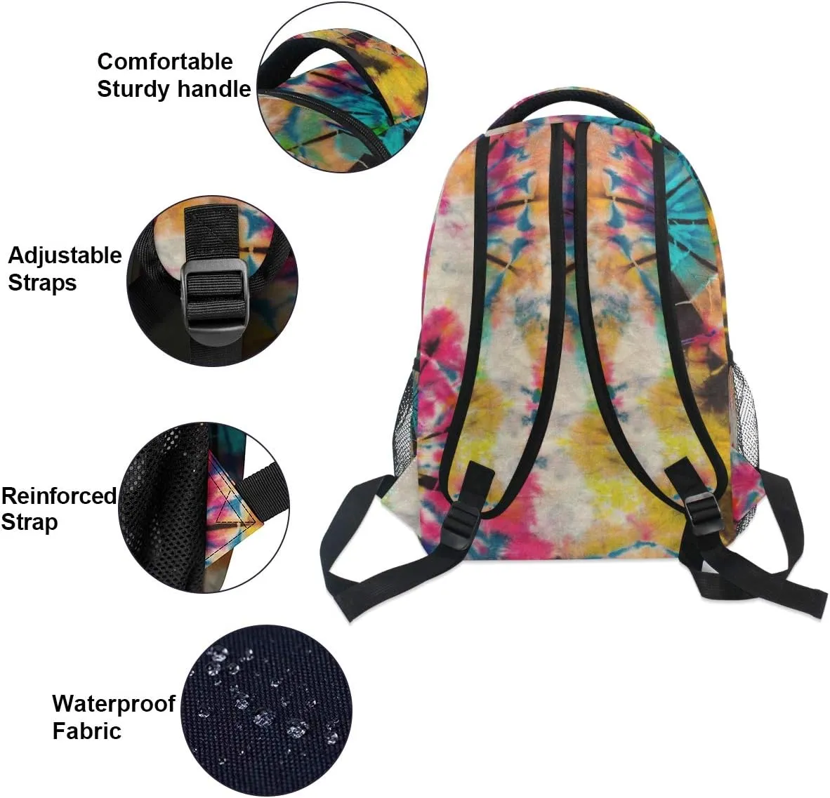 ZZKKO Tribal Ethnic Tie Dye Boys Girls School Computer Backpacks Book Bag Travel Hiking Camping Daypack